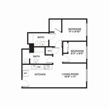 Two Bed Two Bath F1 520 floor plan